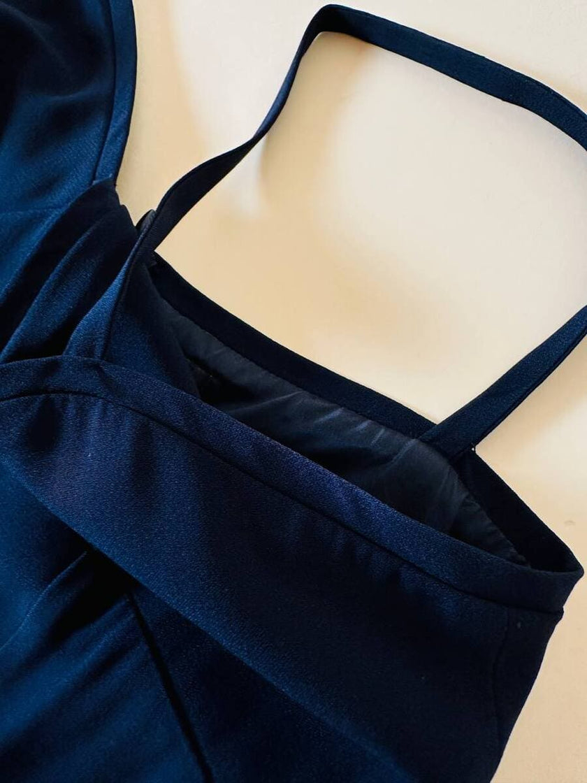 Jumpsuit blu con scollo a cuore “Fabrizio Lenzi”