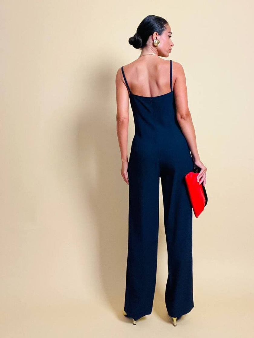 Jumpsuit blu con scollo a cuore “Fabrizio Lenzi”