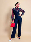 Jumpsuit blu con scollo a cuore “Fabrizio Lenzi”