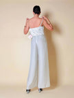 Jumpsuit color perla con corpetto trapuntato in raso “Maby Pyeard” disegnato da Renato Balestra