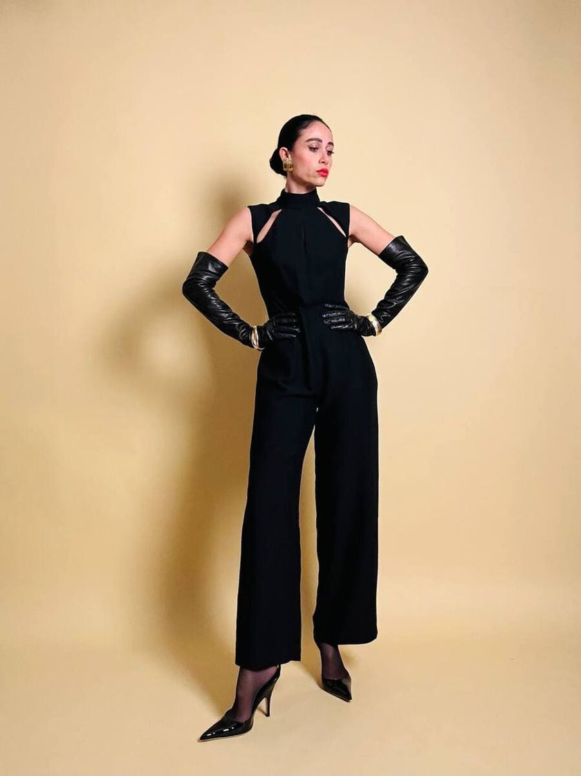 Jumpsuit nera a collo alto “Max Dixie”