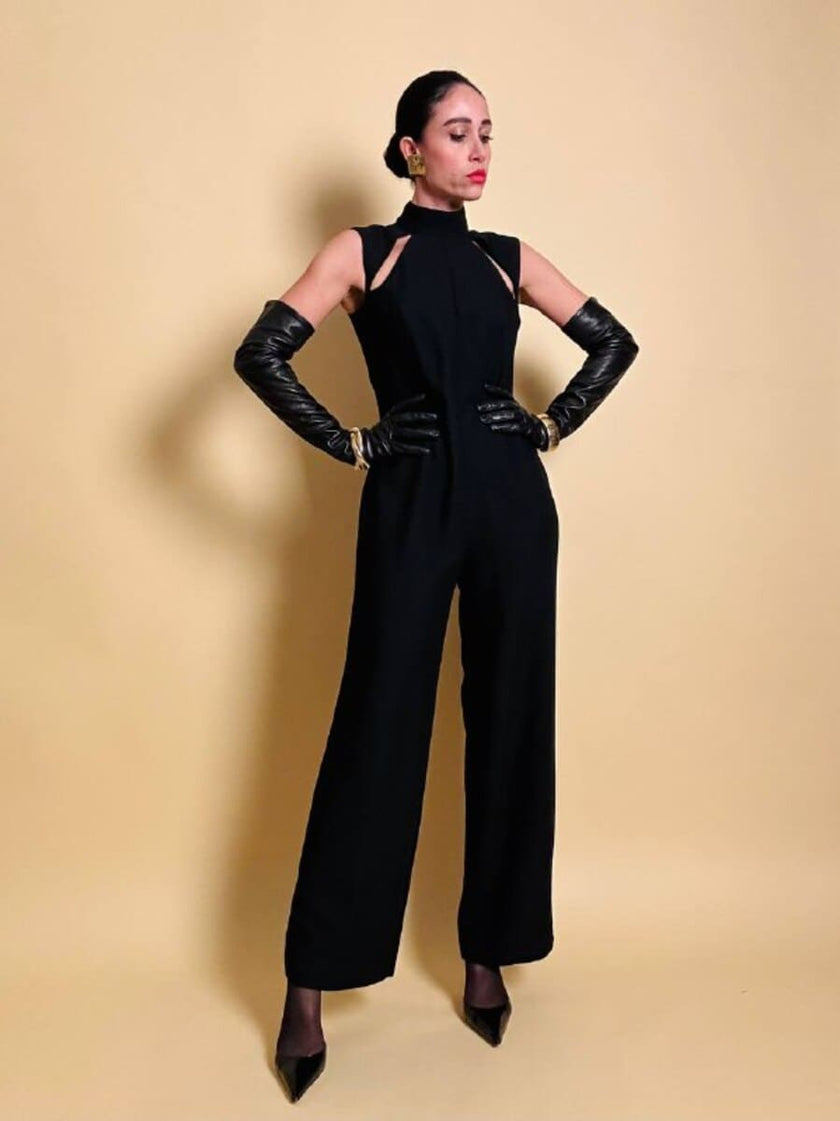 Jumpsuit nera a collo alto “Max Dixie”