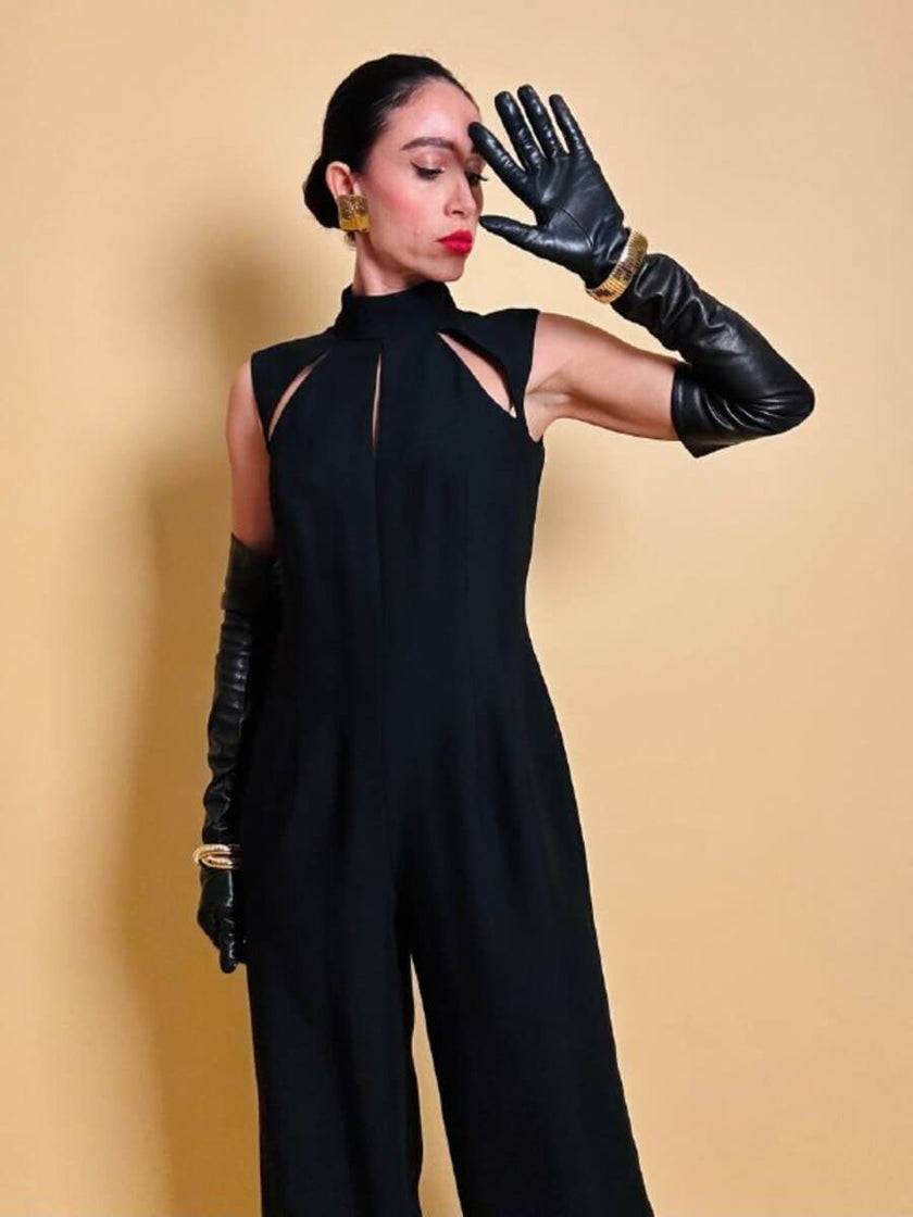 Jumpsuit nera a collo alto “Max Dixie”