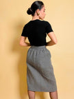 Longuette sartoriale double face in lana pied de poule e nera