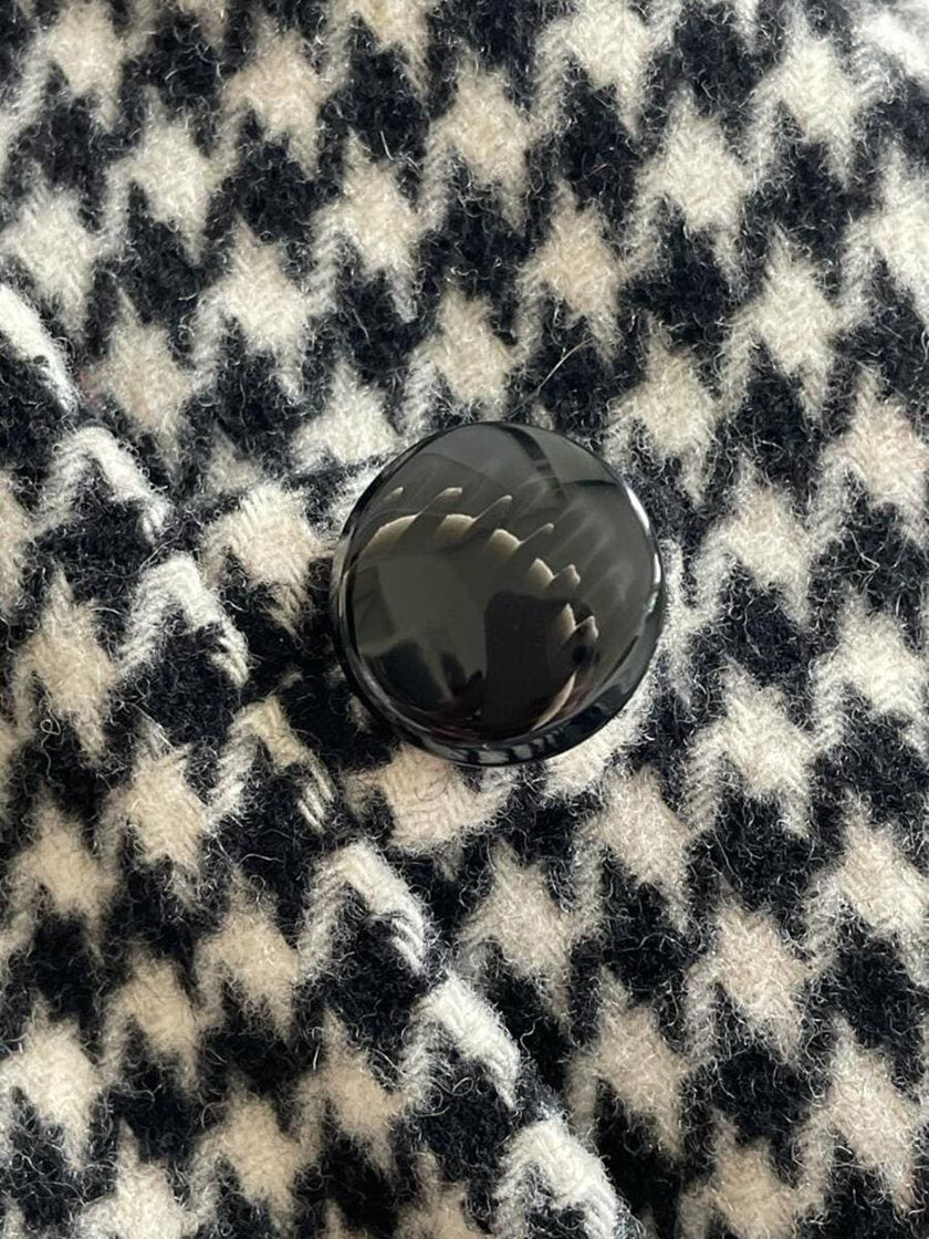 Longuette sartoriale double face in lana pied de poule e nera