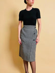 Longuette sartoriale double face in lana pied de poule e nera