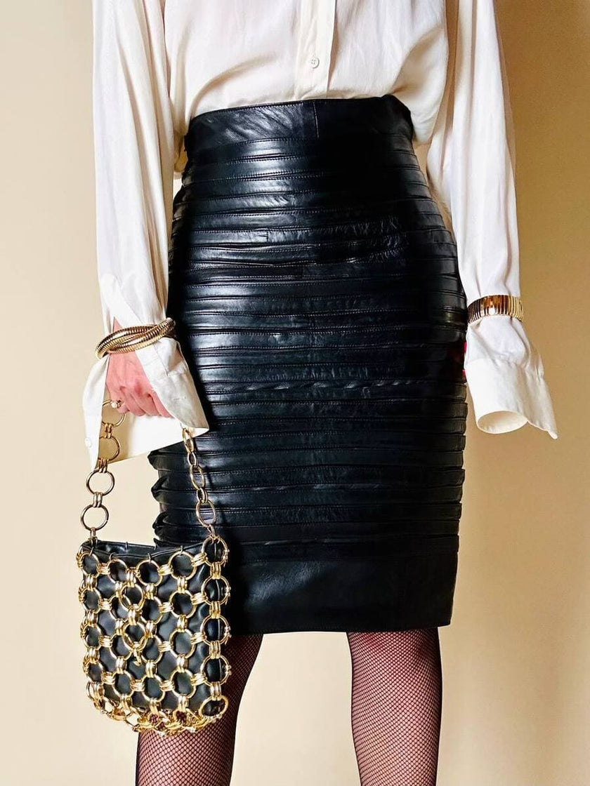 Longuette in pelle nera “Gianni Versace”