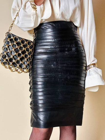 Longuette in pelle nera “Gianni Versace”