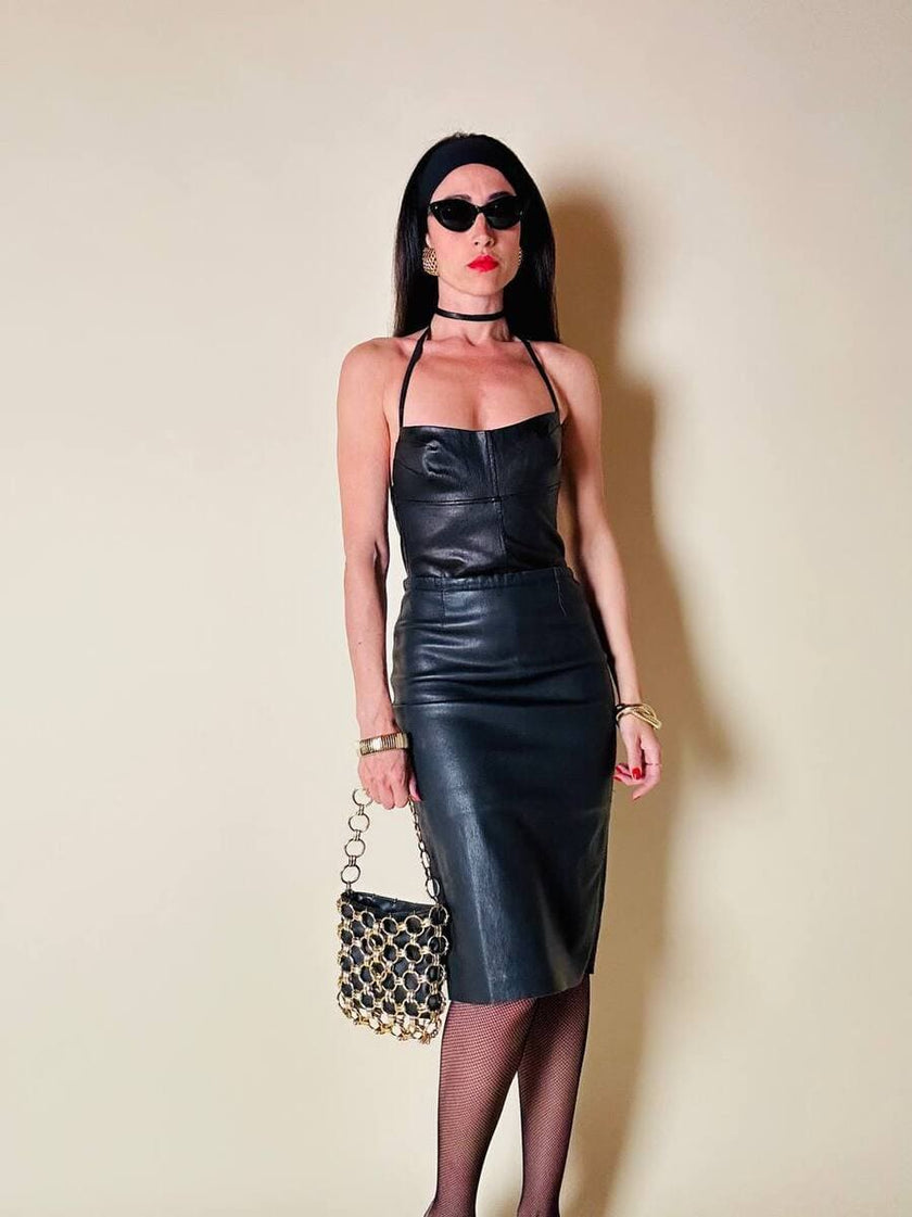 Longuette nera in nappa stretch “Stouls Paris”