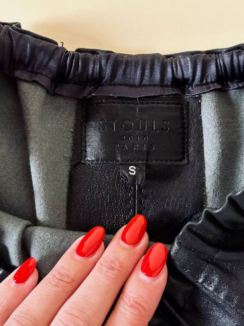 Longuette nera in nappa stretch “Stouls Paris”