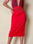 Longuette rossa con abbottonatura posteriore “Yves Saint Laurent”