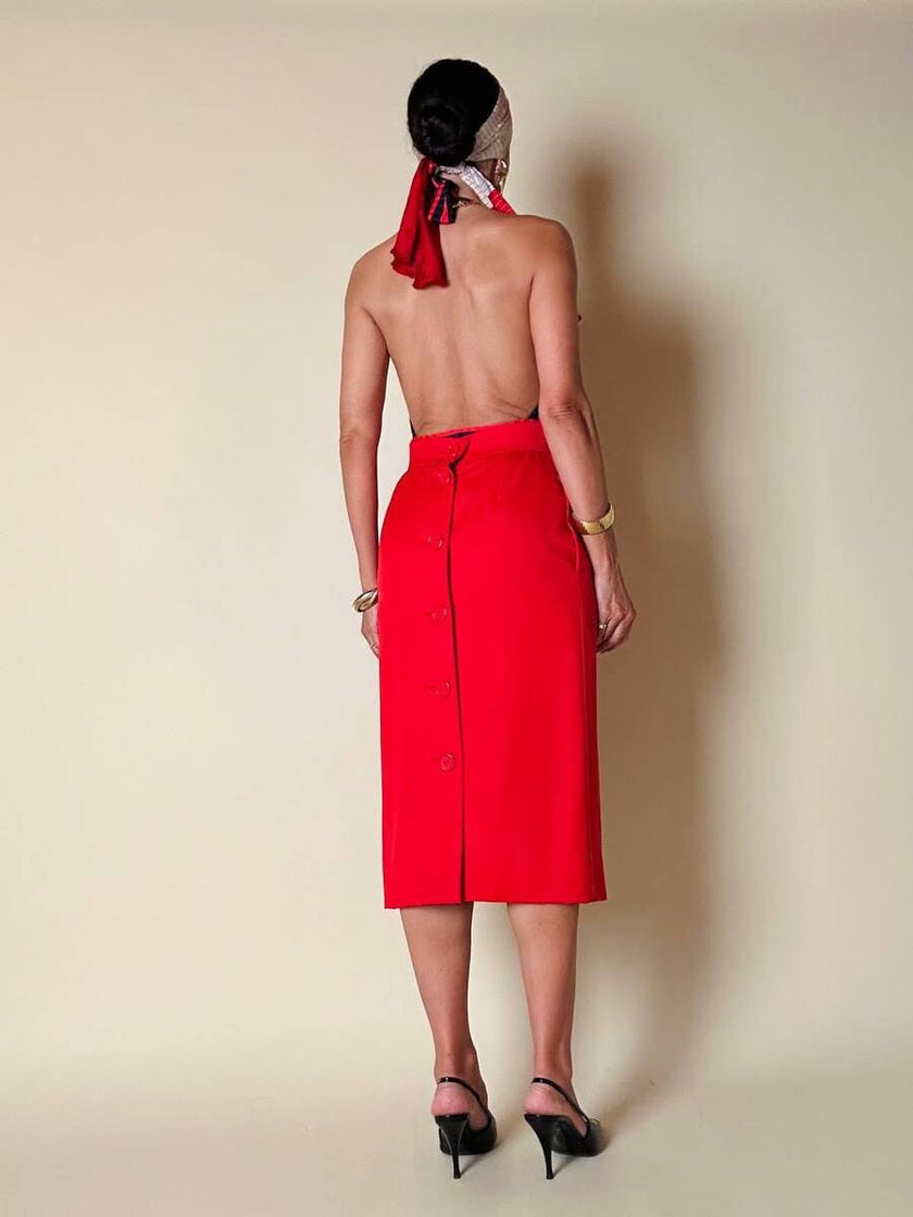 Longuette rossa con abbottonatura posteriore “Yves Saint Laurent”