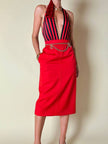 Longuette rossa con abbottonatura posteriore “Yves Saint Laurent”