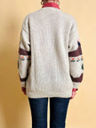 Maglione in lana écru fantasia papere 