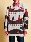 Maglione in lana écru fantasia papere 