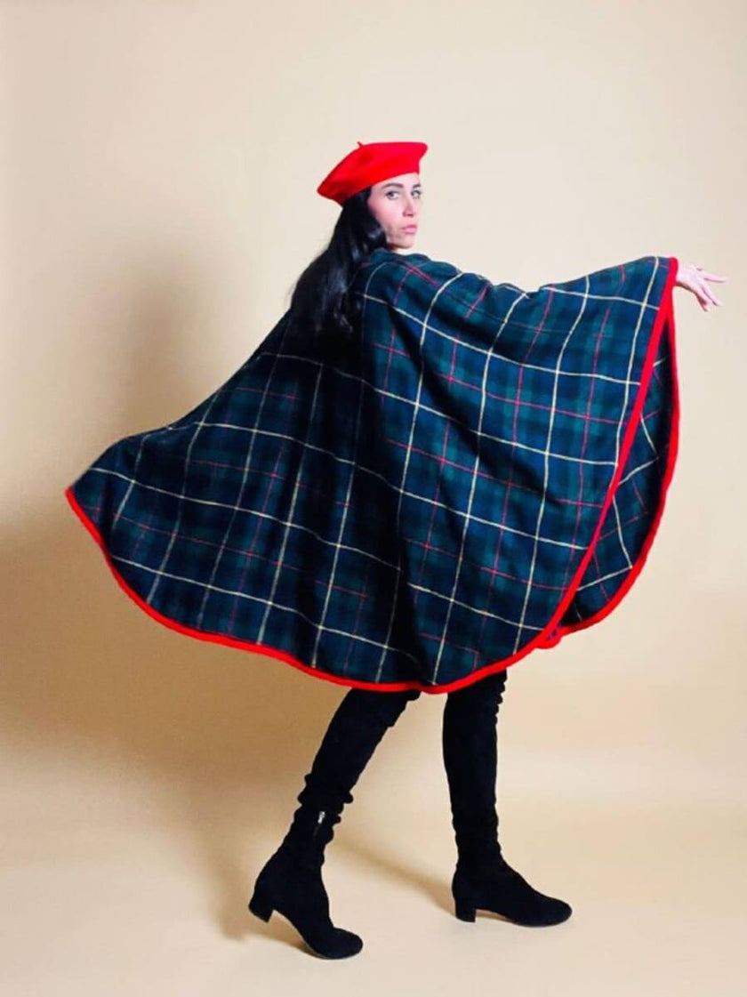 Mantella sartoriale in lana fantasia tartan