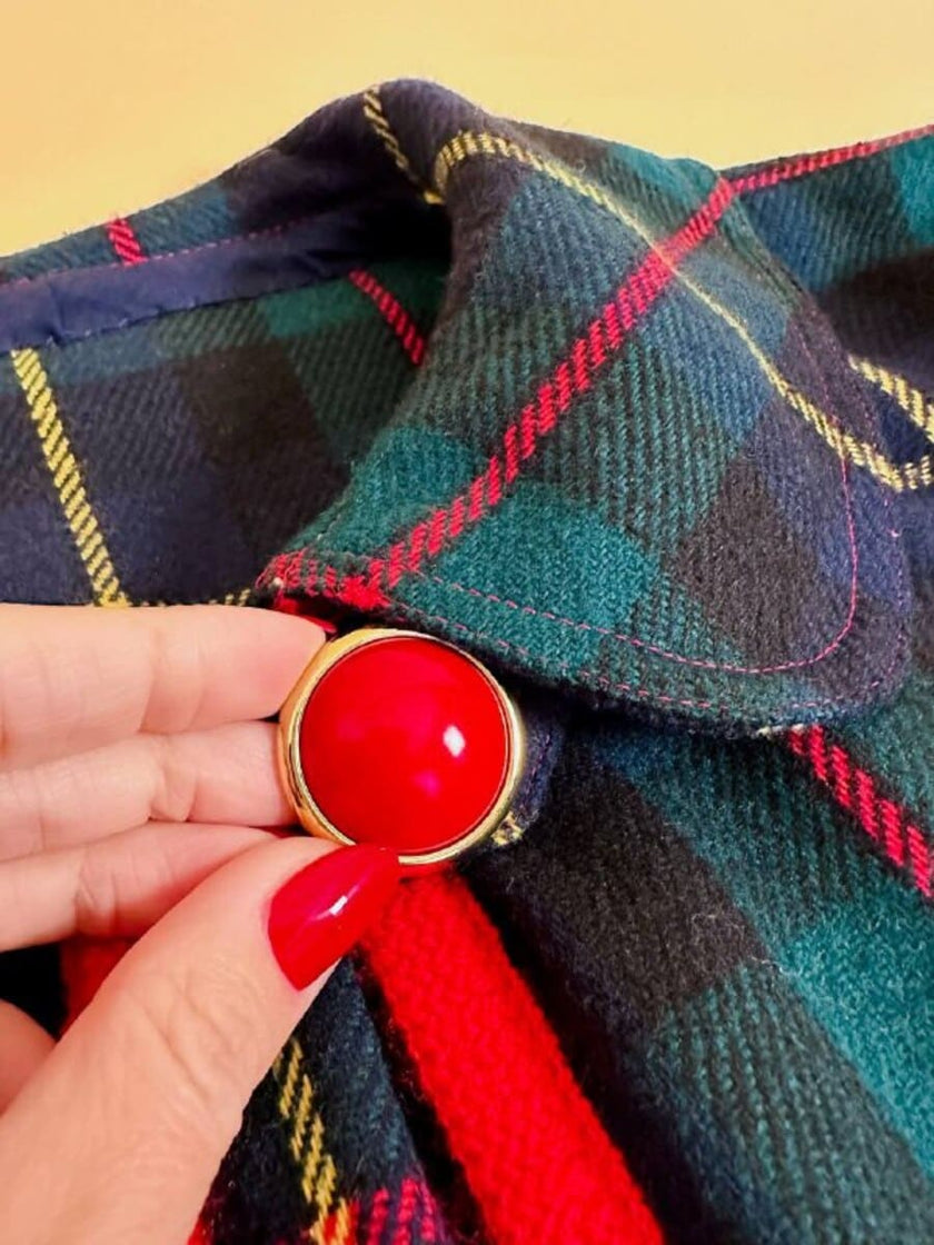 Mantella sartoriale in lana fantasia tartan
