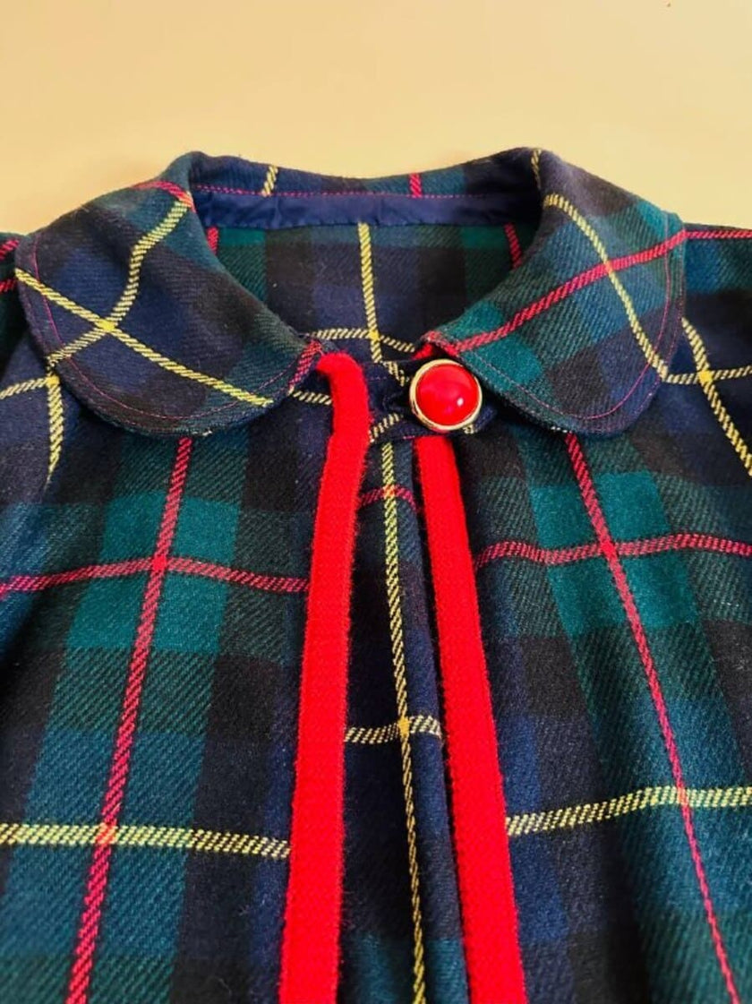 Mantella sartoriale in lana fantasia tartan