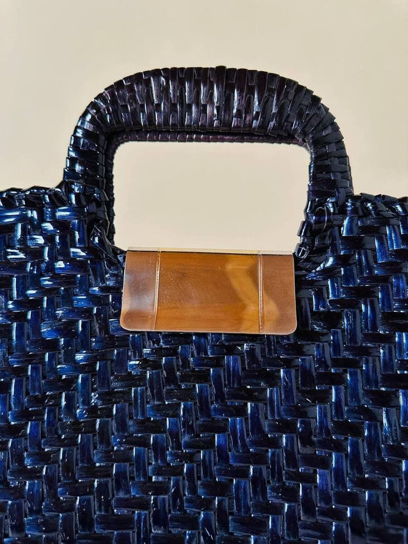 Maxi bag in midollino blu notte