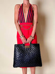 Maxi bag in midollino blu notte