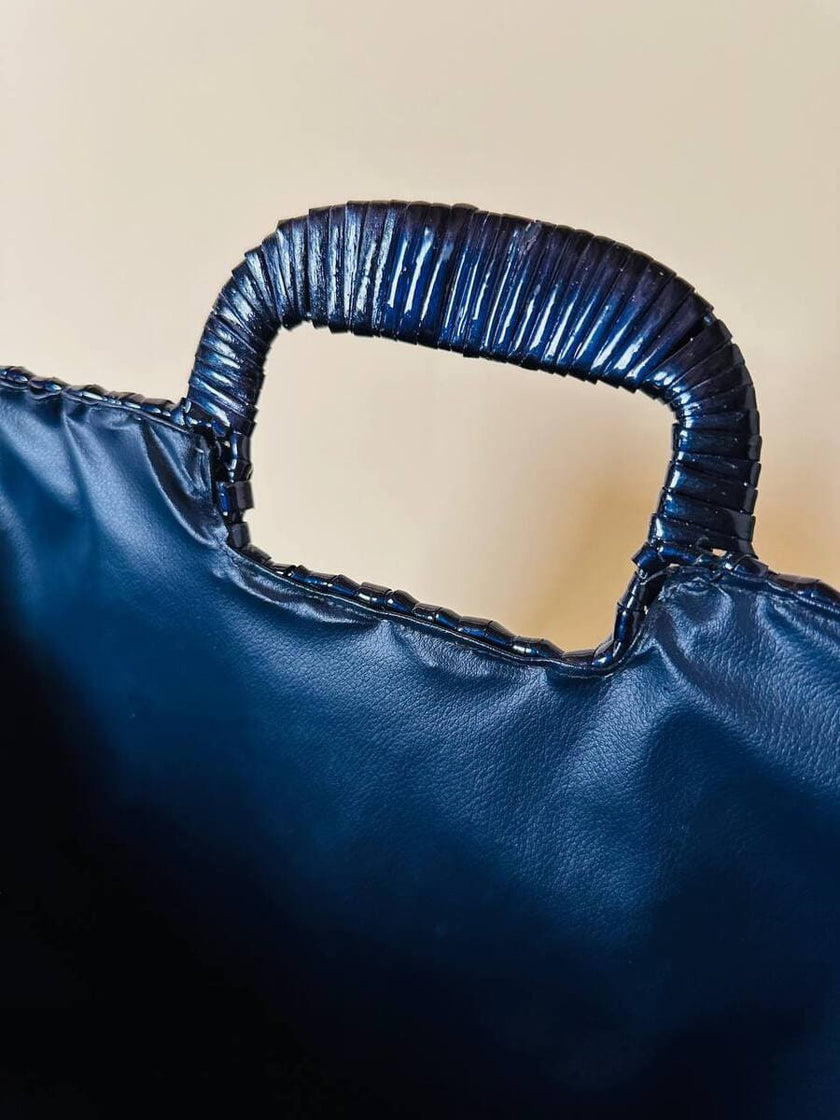 Maxi bag in midollino blu notte