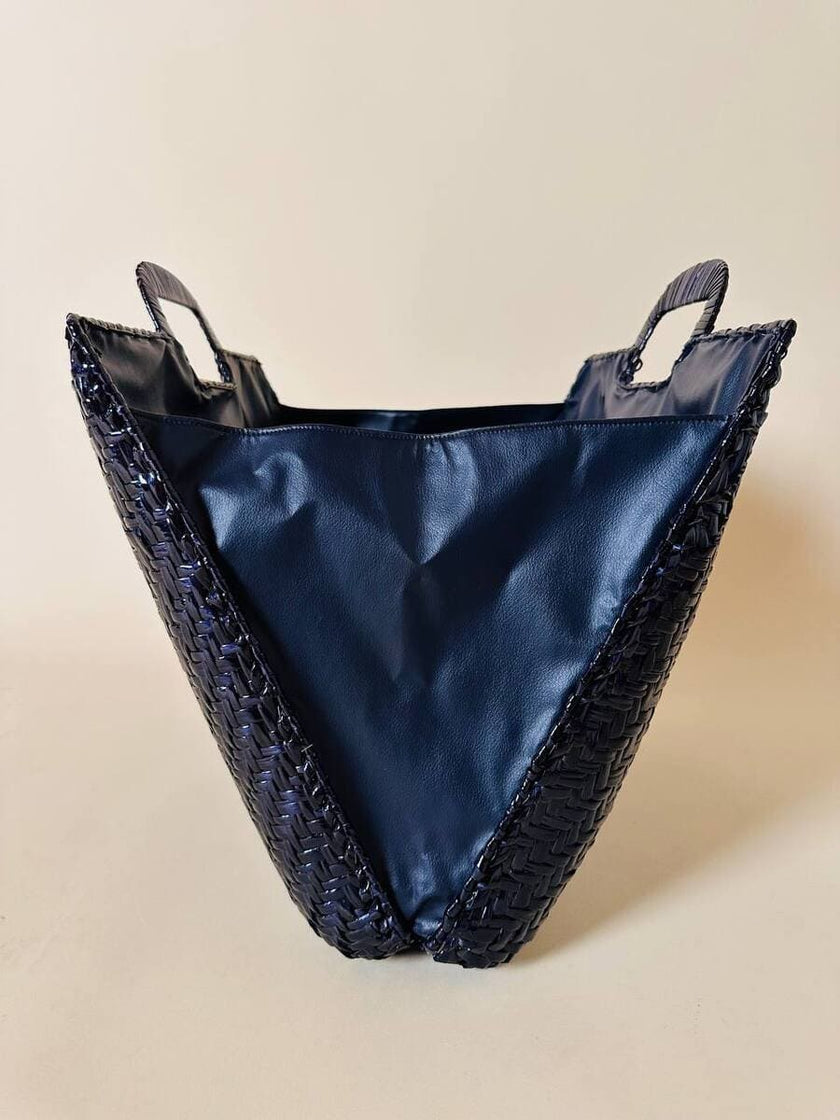 Maxi bag in midollino blu notte