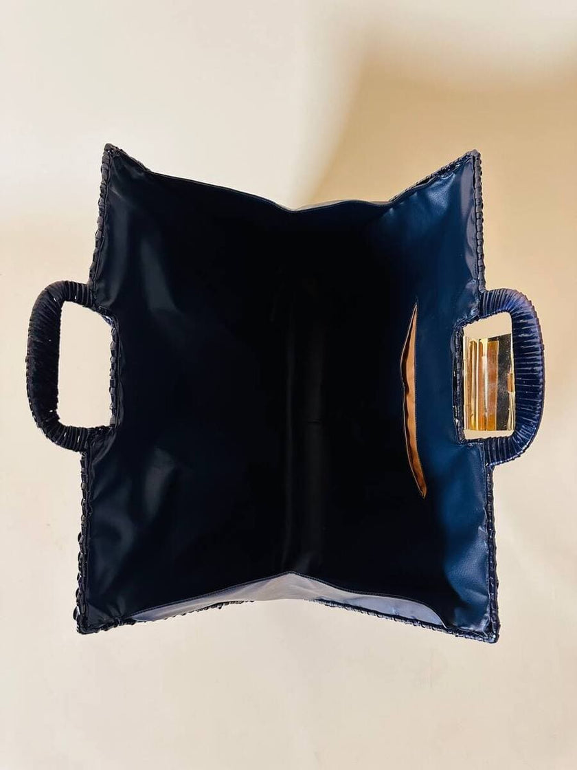 Maxi bag in midollino blu notte