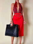 Maxi bag in midollino blu notte