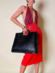 Maxi bag in midollino blu notte