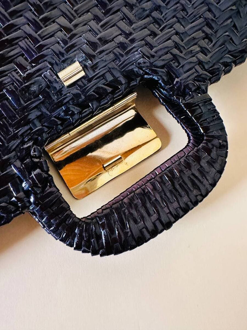 Maxi bag in midollino blu notte