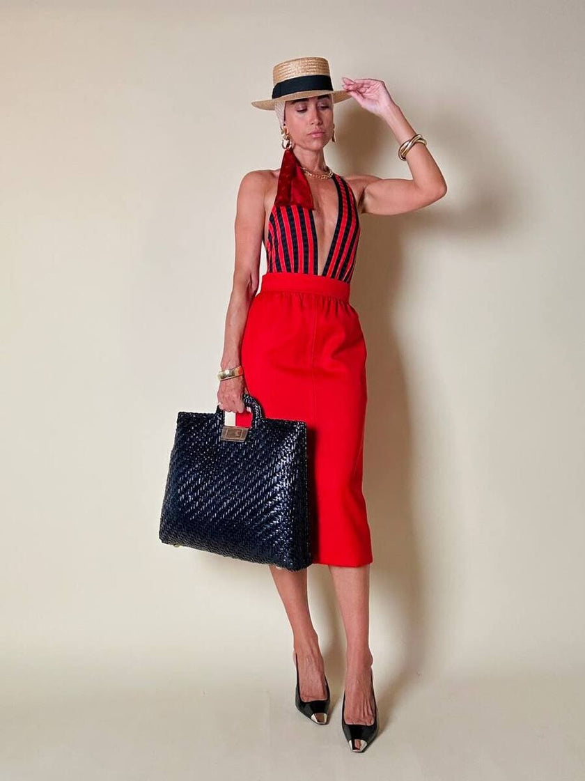 Maxi bag in midollino blu notte