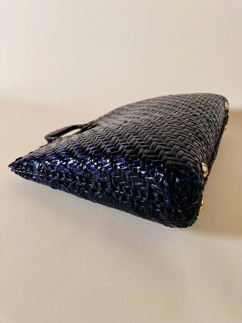 Maxi bag in midollino blu notte