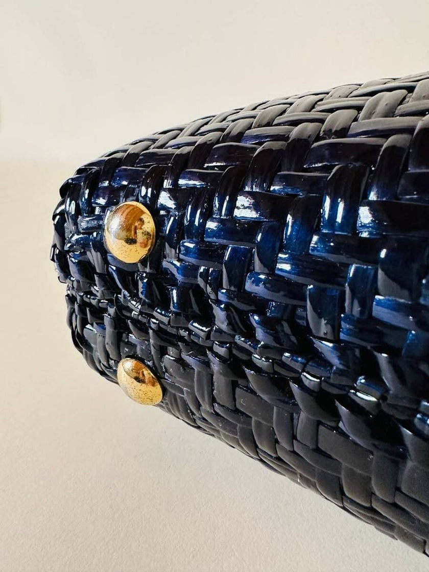 Maxi bag in midollino blu notte