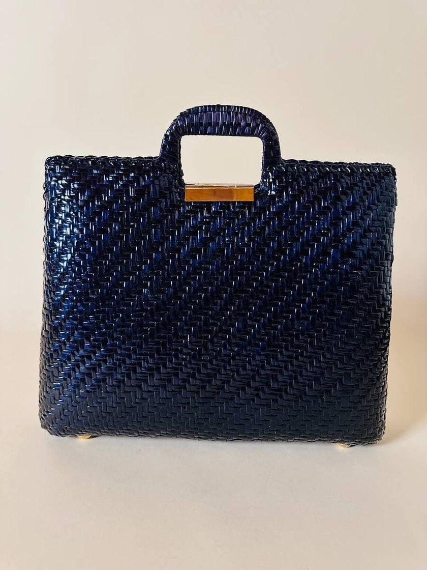 Maxi bag in midollino blu notte