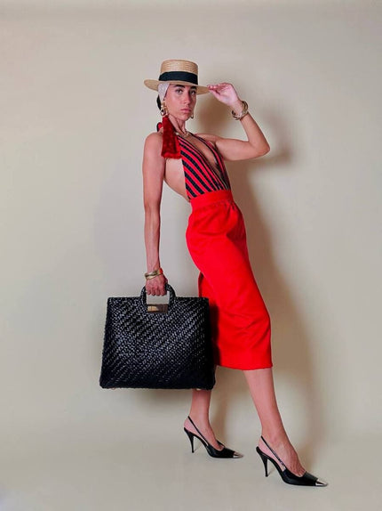 Maxi bag in midollino blu notte