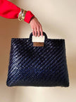 Maxi bag in midollino blu notte
