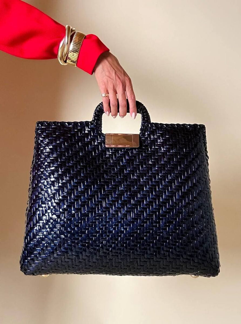 Maxi bag in midollino blu notte