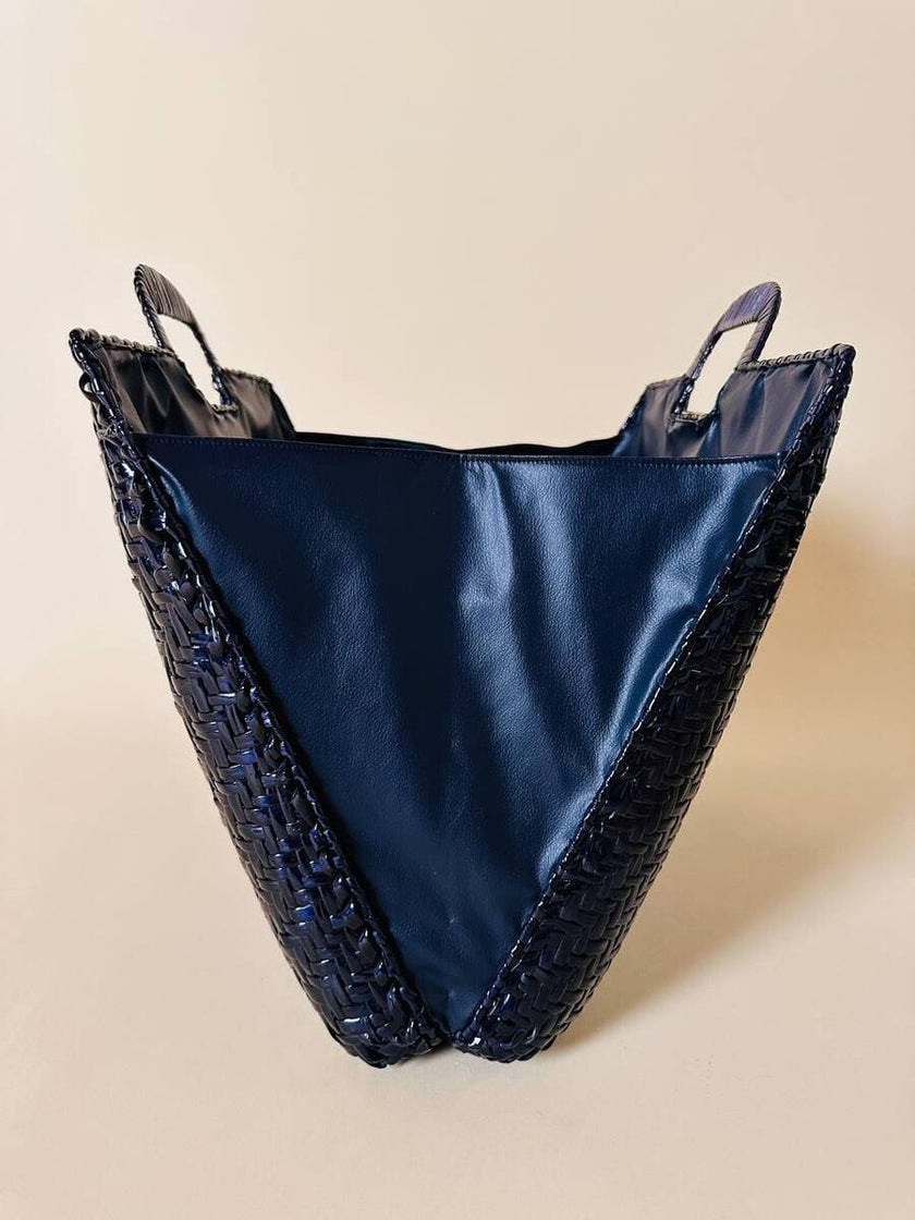 Maxi bag in midollino blu notte