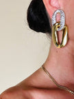 Maxi clip oro a catena con strass  “Yves Saint Laurent”