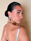 Maxi clip oro a catena con strass  “Yves Saint Laurent”