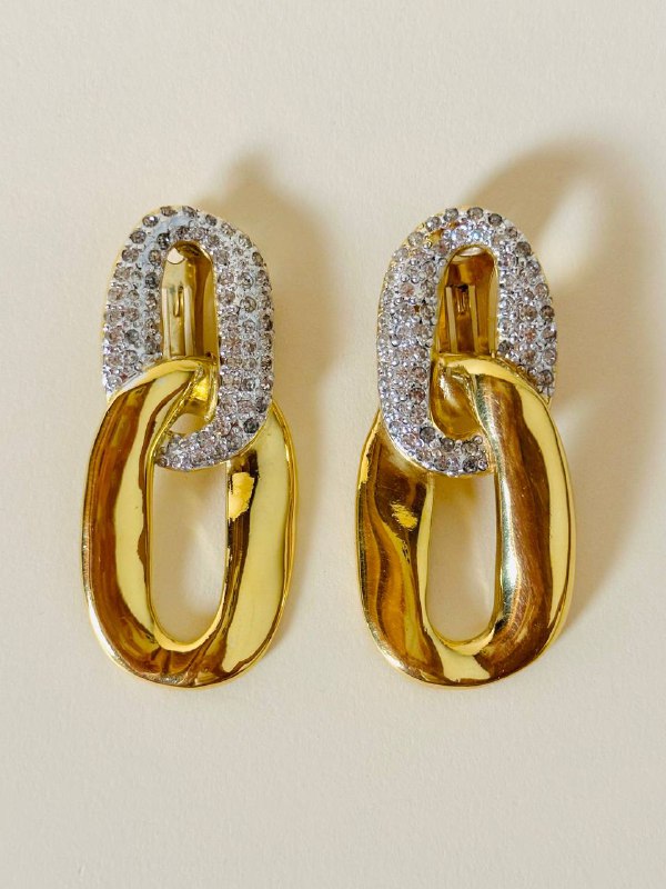 Maxi clip oro a catena con strass  “Yves Saint Laurent”