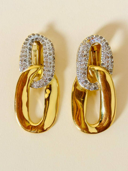Maxi clip oro a catena con strass  “Yves Saint Laurent”