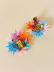 Maxi clip con fiori multicolor e strass