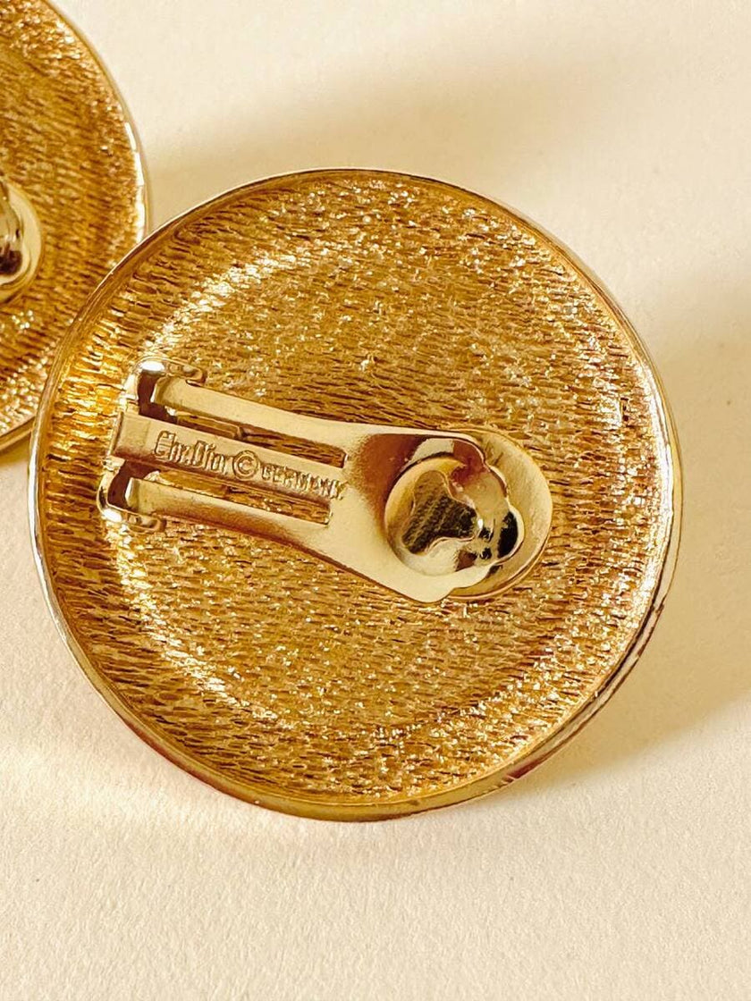 Maxi clip dorate con perle cabochon “Christian Dior”