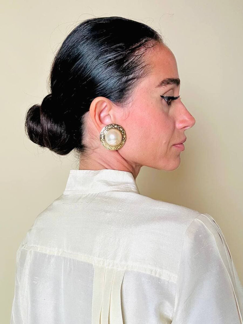 Maxi clip dorate con perle cabochon “Christian Dior”