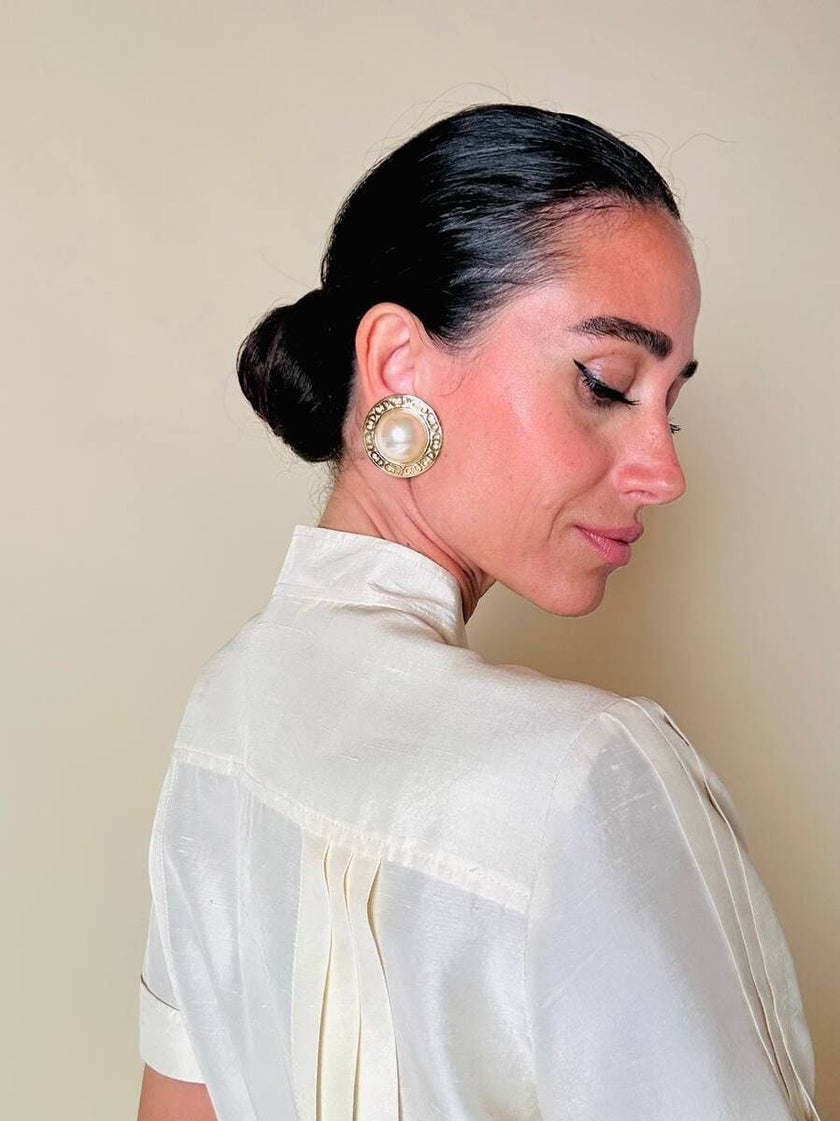 Maxi clip dorate con perle cabochon “Christian Dior”