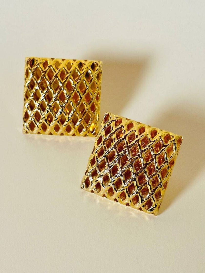Maxi clip quadrate a gabbia oro “Kadria”