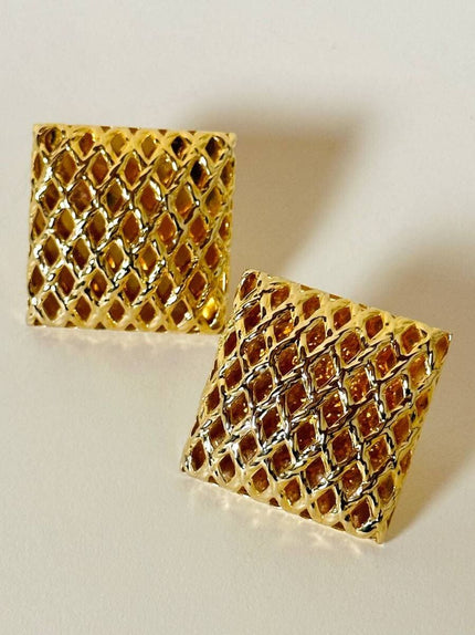 Maxi clip quadrate a gabbia oro “Kadria”