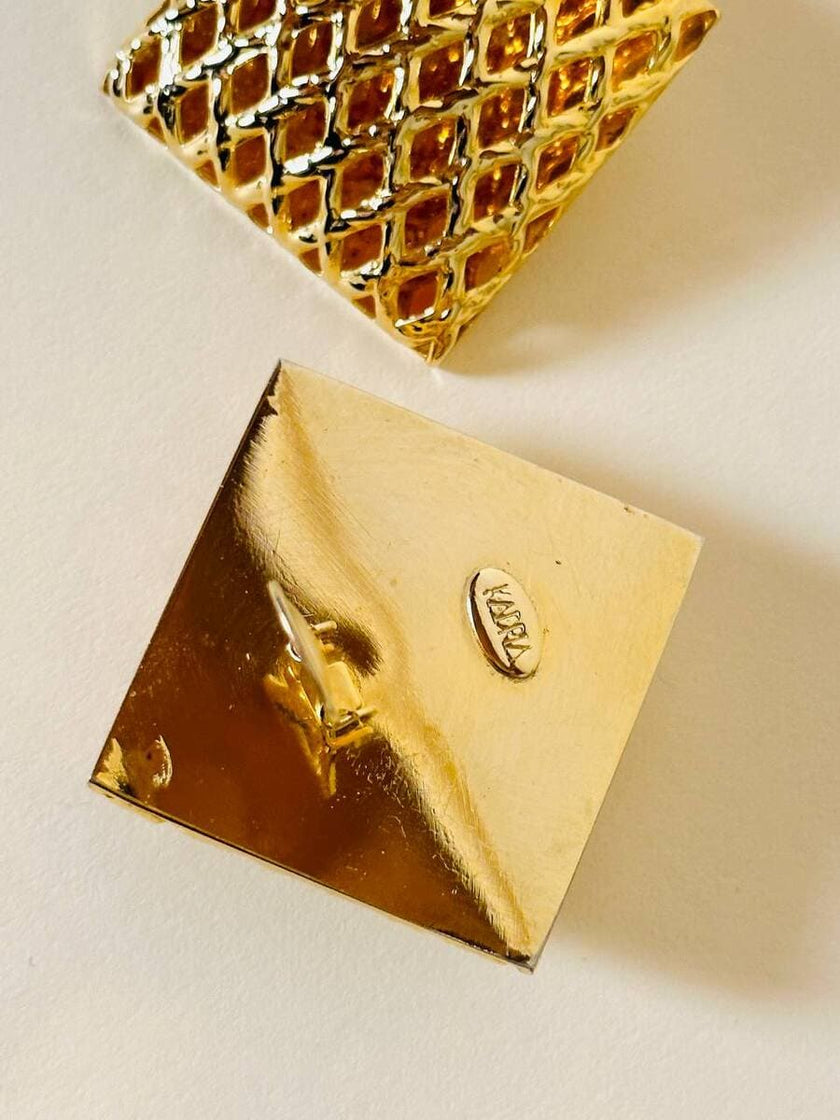 Maxi clip quadrate a gabbia oro “Kadria”
