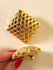 Maxi clip quadrate a gabbia oro “Kadria”